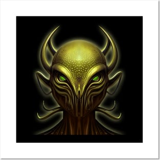 Alien Face - Golden Skin Posters and Art